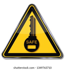 Shield with a key, safe and security 