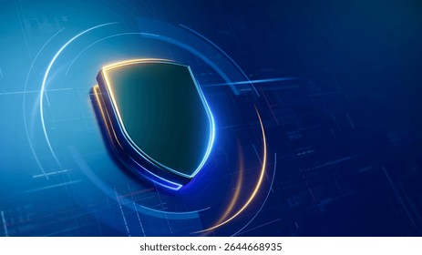 Shield. Protect and Security Technology concept. Digital Shield on abstract technology background. 3d rendering