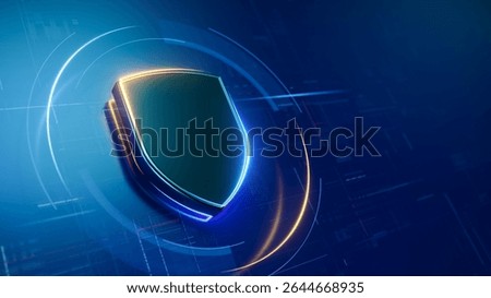 Shield. Protect and Security Technology concept. Digital Shield on abstract technology background. 3d rendering