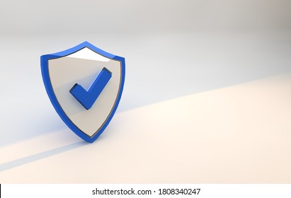 Shield Security Icon Blue Color And White Background 3D Render 