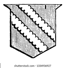 Shield Showing Bendlets is the same breadth as the bend dexter, vintage line drawing or engraving illustration.