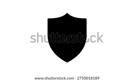 Shield silhouette vector isolated on white background. Black protection shield icon in minimal monochrome style suitable for security symbols, protection concepts, heraldic badges, and decorative design elements.