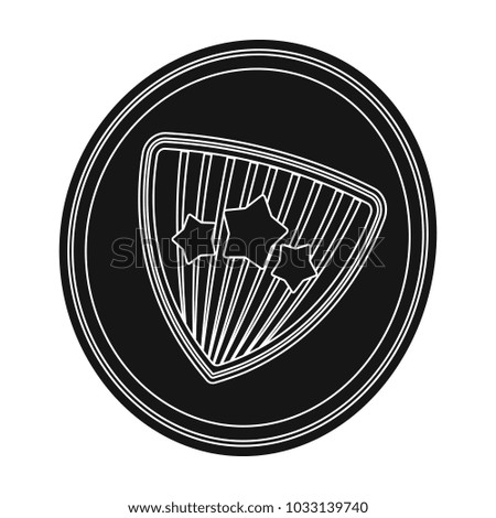 Shield, single icon in black style.Shield, raster, bitmap symbol stock illustration web.