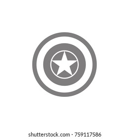 Shield With A Star, Superhero Shield Icon. Simple Web Black Icon, Can Be Used As Web Element Icon On White Background