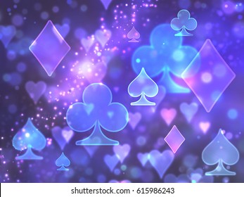 Shimmering Abstract Pattern Of The Symbols Of The Playing Cards...