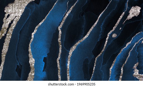 Shimmering Dark Blue Watercolor Background