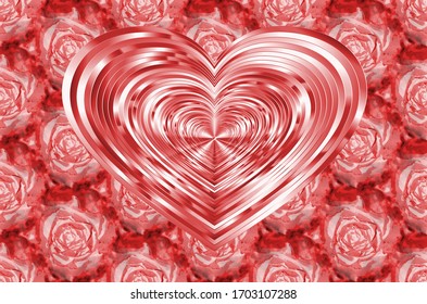 Shimmering Heart on Rose and Rose Hips Styled Background