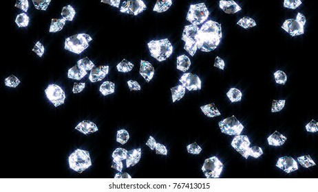 Shine Diamonds On Black Background 3d Stock Illustration 767413015 ...