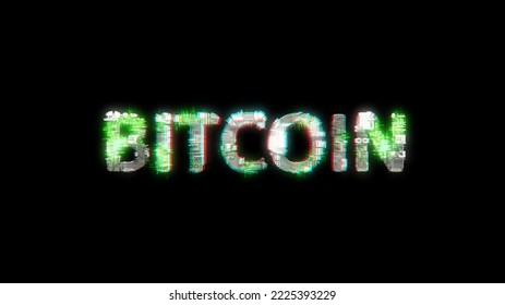 Shining Cybernetic Text BITCOIN On Black - Meta Universe Concept, Isolated - Object 3D Illustration