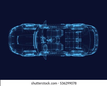 Shining Dots Of Car 3d Model.3D Rendering.