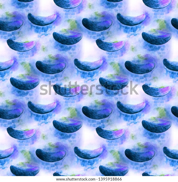 Shining glare of\
sun or moon on water surface. Watercolor hand drawn textured\
wallpaper. Seamless\
pattern.