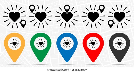Shining heart rays icon. Simple glyph, flat  of valentines day, love icons for UI and UX, website or mobile application on white background