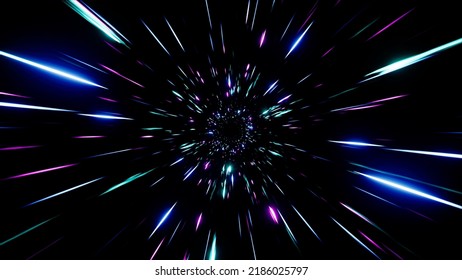 Shining Neon Particles Hyperspace Effect