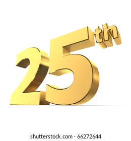 shiny 3d number 25th made of gold - silver wedding anniversary