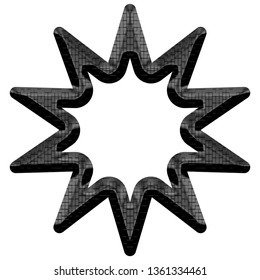 Shiny Black Metal Starburst Outline Or Star Boom Shape Design Element In A 3D Illustration With A Glossy Panel Style Industrial Black Metallic Textured Surface Isolated On White With Clipping Path