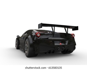 Shiny Black Super Race Car - Back View - 3D Illustration