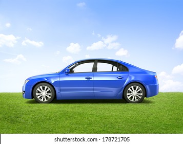 Shiny Blue 3D Car