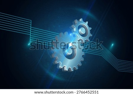 Shiny cogs on black background