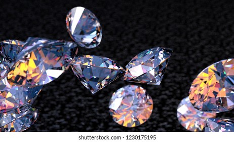 Shiny Diamonds Falling On Black Stone Stock Illustration 1230175195 ...