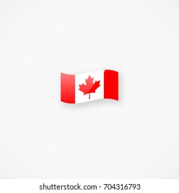 Shiny Glossy Small Waving Canadian Flag Icon 