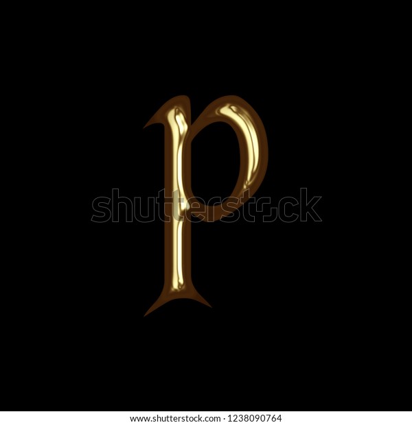 Shiny Gold Metal Letter P Lowercase Stock Illustration 1238090764