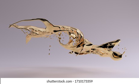 Shiny Gold Splash 3d illustration 3d render