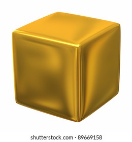 Shiny Golden Cube 3d