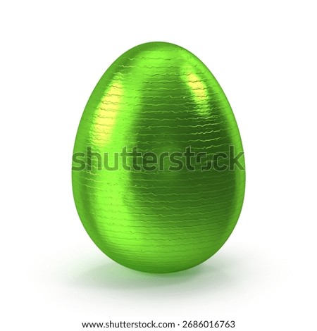 Shiny Green Easter Egg on white background