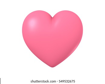 shiny heart shape on white background with reflection effect,  3D illustration