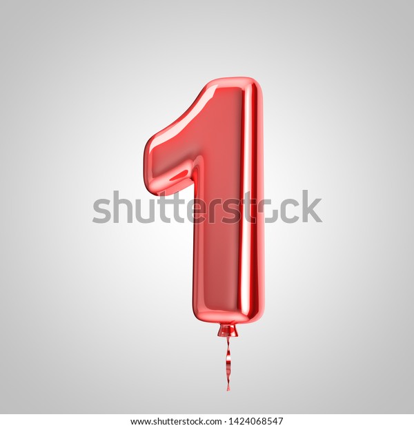 Shiny Metallic Red Balloon Number 1 Stock Illustration 1424068547