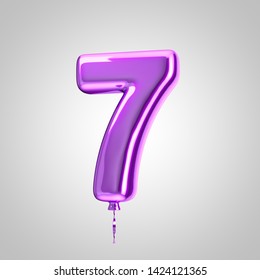 Shiny Metallic Violet Balloon Number 7 Stock Illustration 1424121365 ...