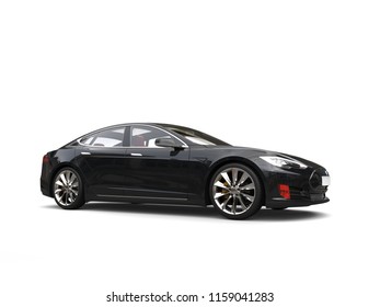 Shiny Midnight Black Electric Sports Car - 3D Illustration