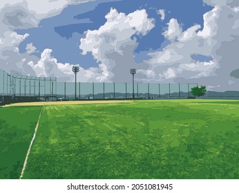 Shiny Morning, Baseball Ground, Illustration