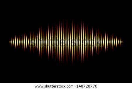 Shiny sharp yellow fire styled sound waveform