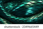 Shiny Snake Skin in Dark Green Colors. Abstract Fantasy Background.