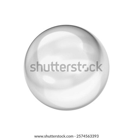 Shiny Transparent Sphere with Reflection on a White Background.