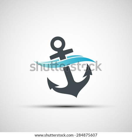 Ship anchor and wave.