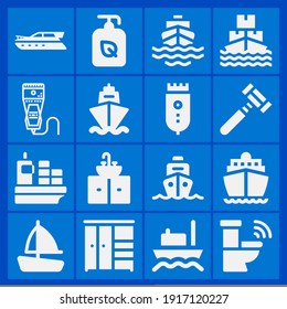 Ship, Disposable, Signal, Yatch Boat, Sailboat, Shaver, Sink, Cream Icon Set Suitable For Info Graphics, Websites And Print Media And Interfaces