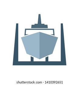 Ship In Dry Dock Icon. Clipart Image Isolated On White Background