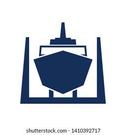 Ship In Dry Dock Icon. Clipart Image Isolated On White Background