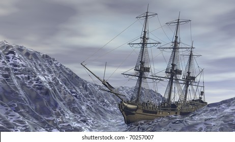 Ship In Ocean Storm