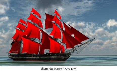 Ship With Red Sails