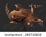 And the Ship Sails On, Homage to Federico Fellini, coppery color, dark background,illustration, spirals twist,  digital art,