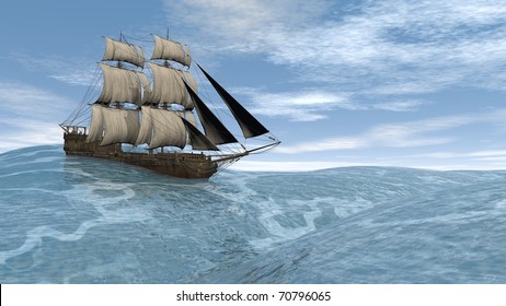 Ship In The Stormy Ocean