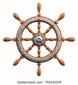 Ship Wheel Isolated On White Background Stock Illustration 795535378 ...