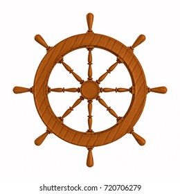 Ship Wheel On White Background Isolated Stock Illustration 720706279 ...