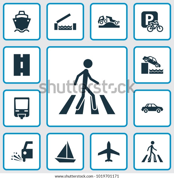 Shipment\
icons set with airplane, sail boat, car and other slippery\
elements. Isolated  illustration shipment\
icons.