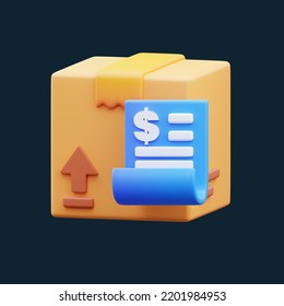 Shipment invoice ,3d rendering illustration