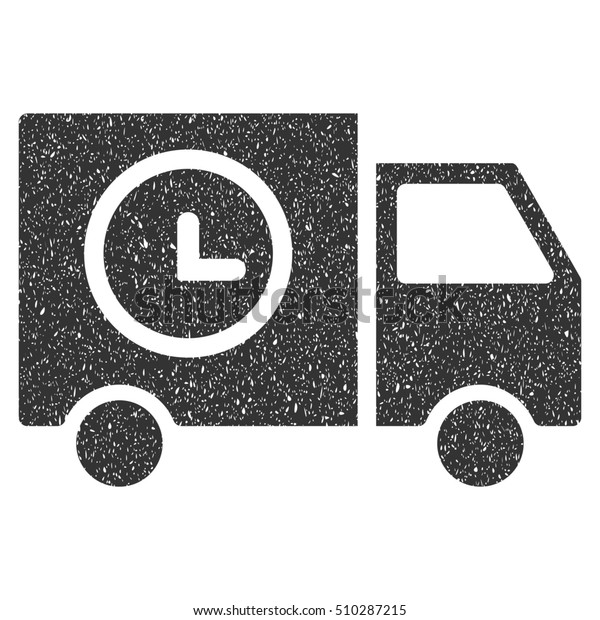 Shipment Schedule Van rubber seal stamp\
watermark. Icon symbol with grunge design and unclean texture.\
Scratched glyph gray ink sticker on a white\
background.