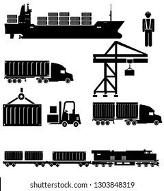 Shipping Container/ Container Transportation Icon Set